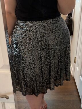Lane Bryant 22/24 Sparkling Black Sequin Skater Skirt